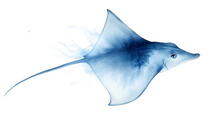Blue Stingray Watercolor Ocean Marine Life Art