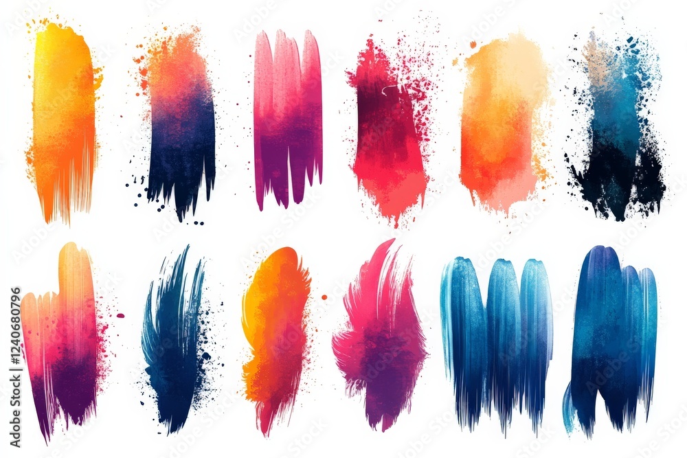 Aufkleber vibrant abstract paint strokes in various colors demonstrating creativity and artistic expression