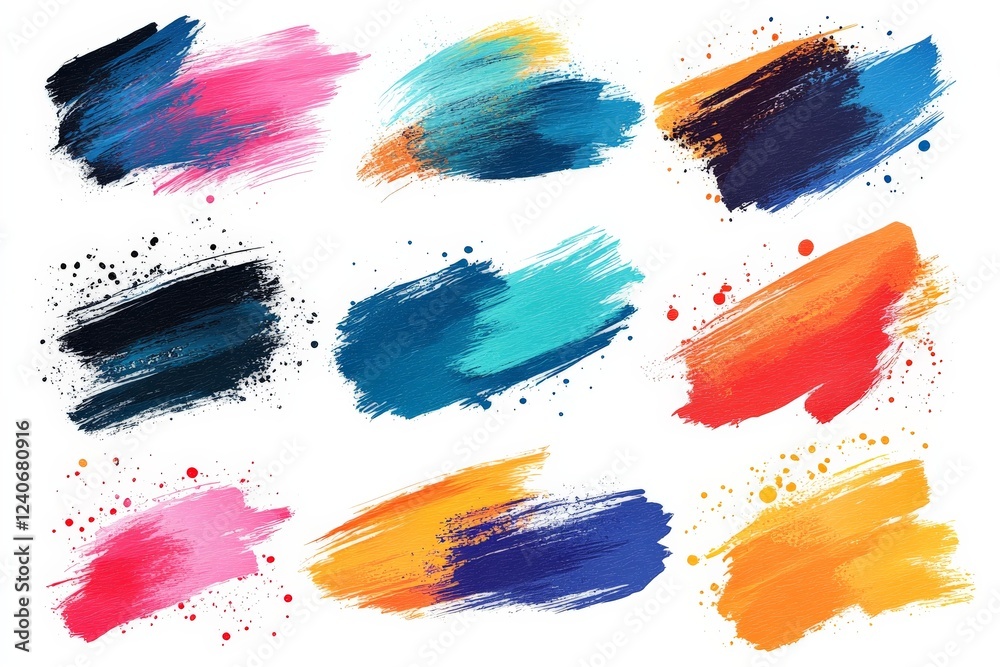 Poster bright paint strokes in various colors create a vibrant, artistic background ideal for creative proj