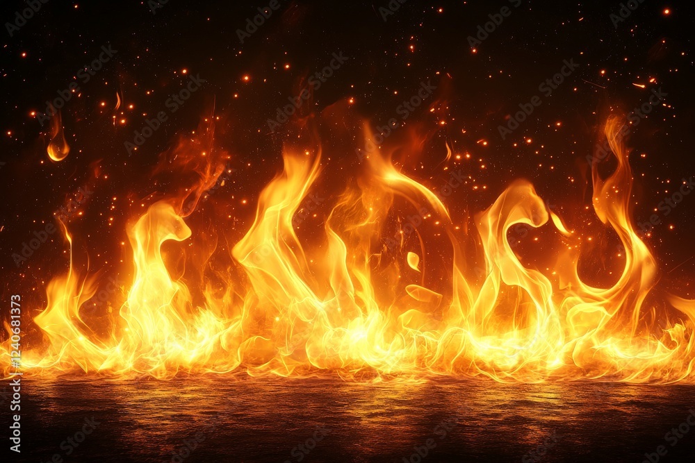 Aufkleber Flames dance in a vibrant display creating an enchanting atmosphere of warmth and light