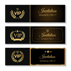 VIP invitation Luxury premium design card, banner or flyer with golden elements isolated on black background 