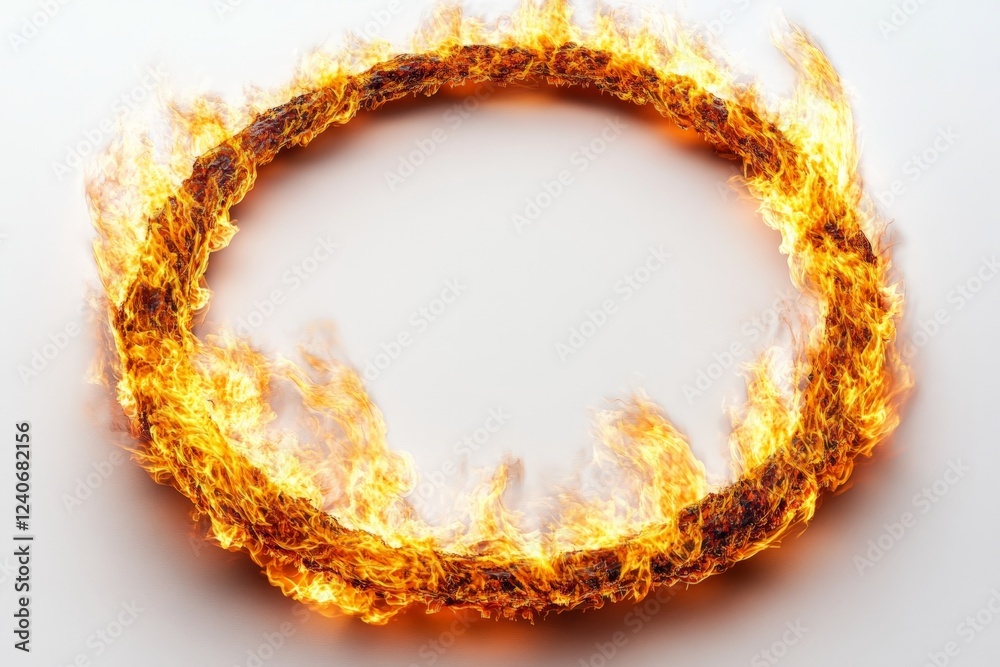 Aufkleber fire ring glowing brightly on a white background with intricate flame patterns