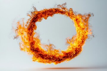 Vibrant flame ring glows against a plain background showcasing fire's dynamic movement