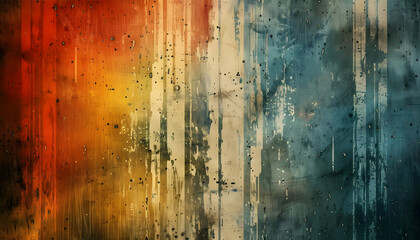 Obraz premium Abstract art with vibrant colors blending in vertical streaks, evoking emotion and texture