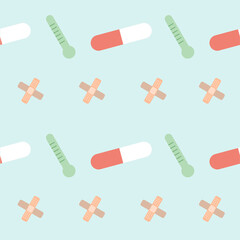 Seamless pattern design with medical or pharmacy elements.