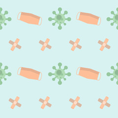 Seamless pattern design with medical or pharmacy elements.