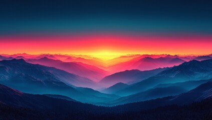 Fototapeta premium A breathtaking mountain scene with ridges painted in shades of pink, blue, and purple, presenting a surreal and vibrant vision