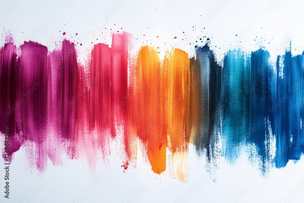 Aufkleber vibrant brush strokes create an abstract colorful pattern on a white canvas with smooth and blended 