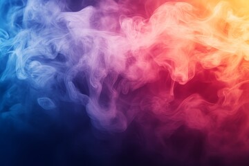 Fototapeta premium Colorful smoke swirling in shades of blue, purple, and orange creating an abstract background effect