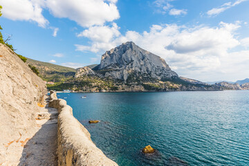 Views from the Golitsyn Trail - a mountain trail carved on the slope of Mount Koba-Kaya, located along the coastline southwest of the village of Novy Svet, Crimea, Russia