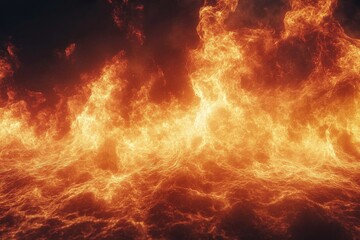 Fototapeta premium Vibrant flames engulfing a darkened background create a dynamic and intense atmosphere in this mesmerizing display of fire