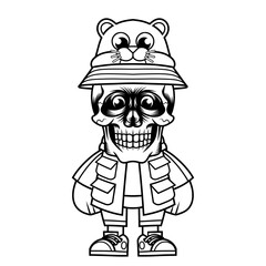 Mascot character design cartoon otter hat outline