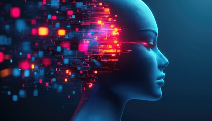 Mind Control Digital Data Flowing into Brain in Dark Cyberspace