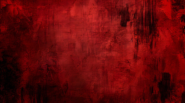Abstract red textured background with layered brush strokes, suitable for artistic designs and wallpapers
