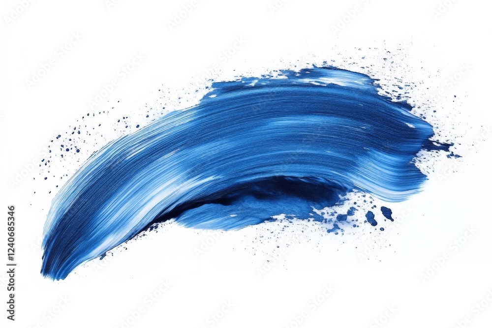 Aufkleber Beautiful blue paint stroke showcasing dynamic movement and texture on white canvas background in artistic expression