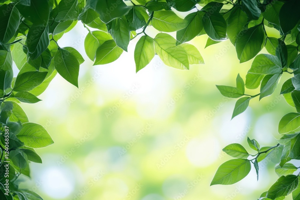 Poster Natural greenery framing an empty space ideal for creative text or messages. Generative AI