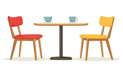 Elegant Reserved Table in a Modern Restaurant Setting - Bright Cartoon Modern Illustration