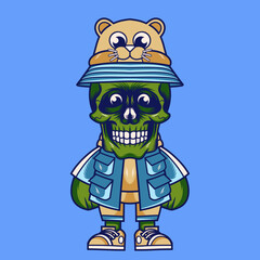 Mascot character design cartoon otter hat