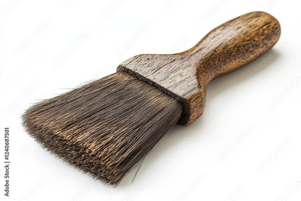 Poster wooden paintbrush with bristles ready for use in a creative project or diy activity at home