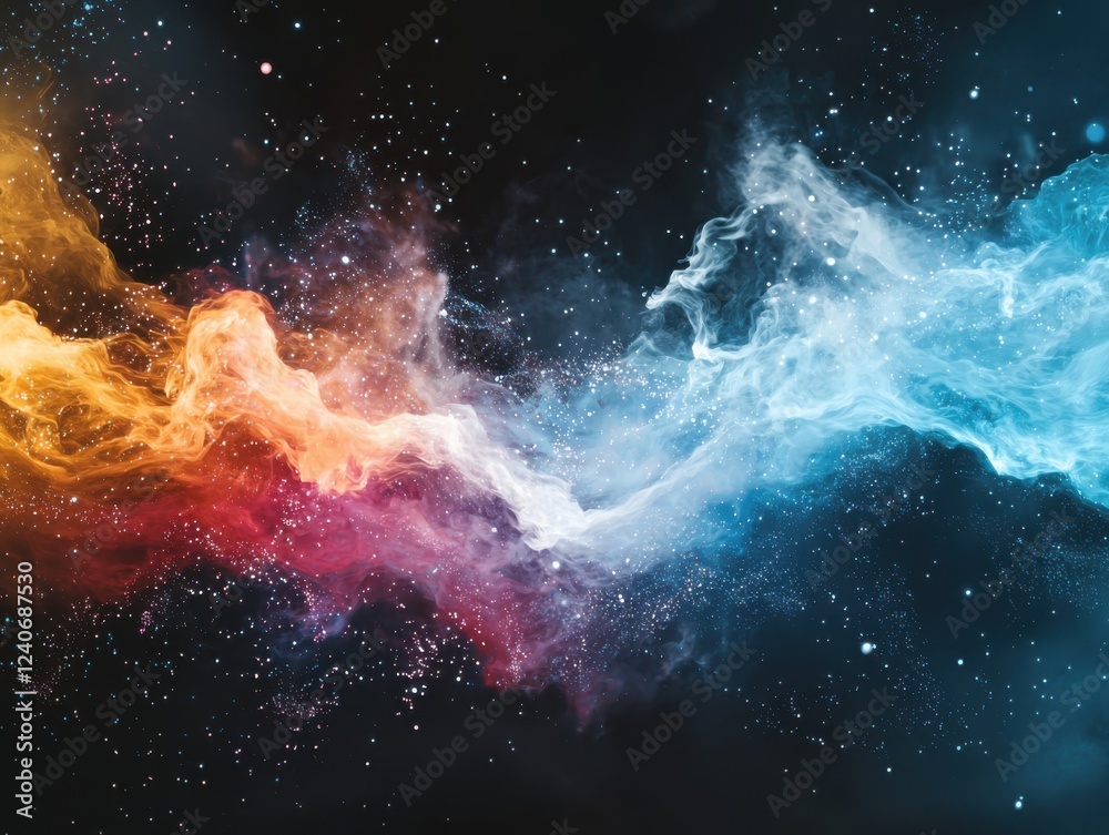 Poster dynamic digital data streams flowing through space abstract visualization digital art cosmic environ