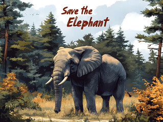 Crying Cartoon Elephant. Save the Elephant Day