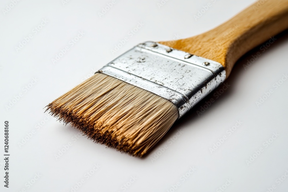 Aufkleber brush with bristles on a neutral background ready for painting projects at home or in workshops
