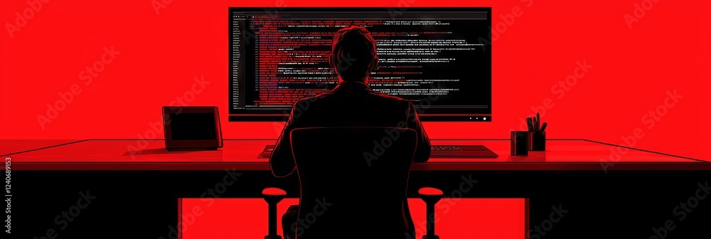 Poster digital technology and software development concept. a web banner or background showing a software d