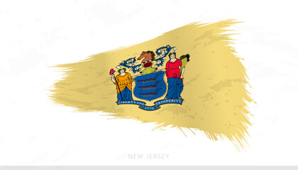 Fototapeta premium New Jersey National Flag with Textured Brush Strokes.