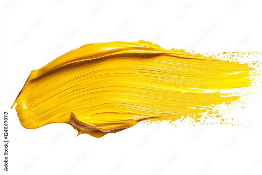 Poster bright yellow paint stroke creating an artistic expression on a white background