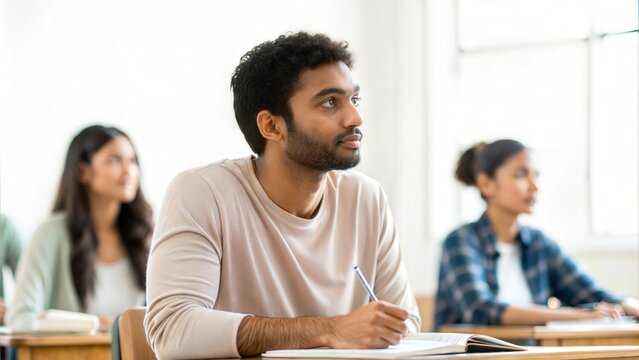 Indian Students Attending Lecture in College