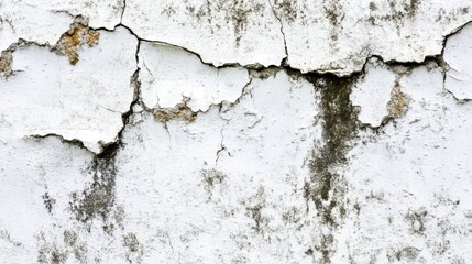 Obraz premium Aged White Wall with Deep Cracks - A Timeless Architectural Texture
