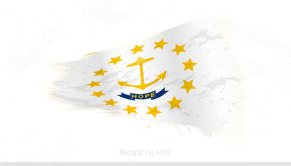 Rhode Island National Flag with Textured Brush Strokes.