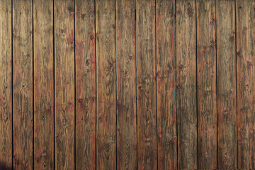 Wooden background. Surface of old rustic wooden fence with peeling paint and scratches