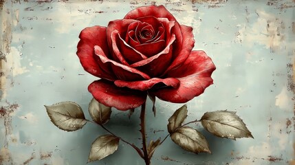 Retro-styled artwork of a splendid rose for a special occasion