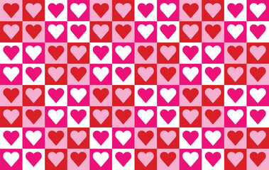 Valentine pattern seamless fabric Valentine day. heart block pattern on colorful background. Designed for background ,wallpaper ,valentine pattern ,wrapping paper ,fabric ,anniversary ,sweetheart