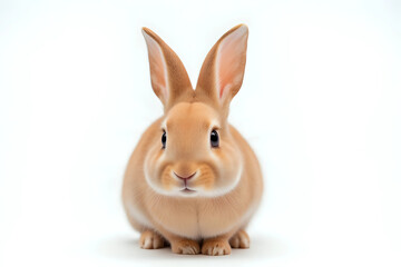 Obraz premium Red bunny rabbit portrait looking frontwise to viewer on white background