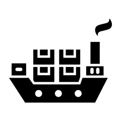 Cargo Ship Glyph Icon Design