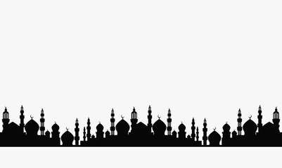 Fototapeta premium Vector Illustration Balck Color Long Mosque Background