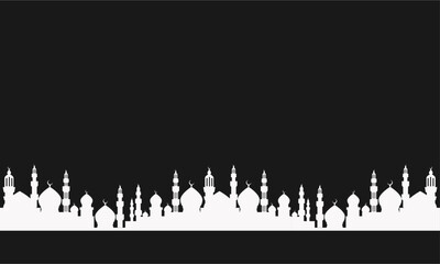 Vector Illustration White Color Long Mosque Background