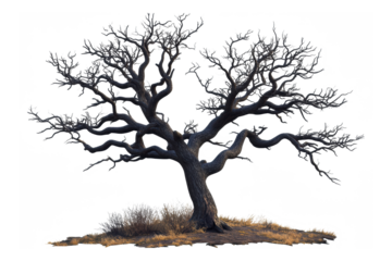 leafless old spooky tree isolated on white or transparent png