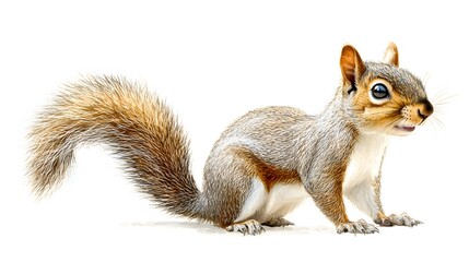 Obraz premium A Gray Squirrel Posing Against A White Background