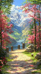 Serene Springtime Mountain Lake Vista
