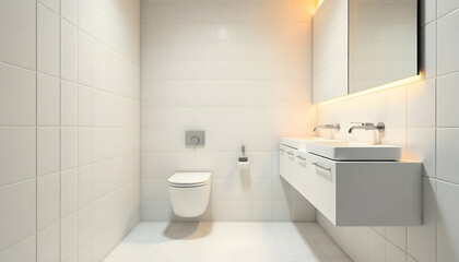 Minimalist White Bathroom Interior Design Rendering