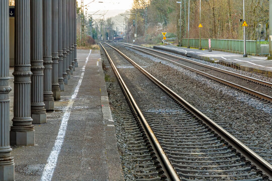 railway tracks in the morning, germany