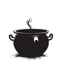 Black Cauldron with Smoke for Mystical and Halloween Themes
