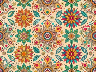 Fototapeta premium Bohemian Organic Shapes and Lines Seamless Pattern on Beige Background