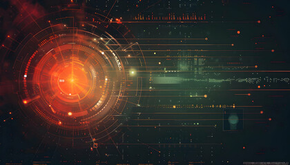 Fototapeta premium Abstract futuristic digital interface with glowing elements and data visualization patterns