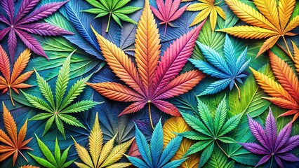 Cannabis Leaf Pattern Artistic Background