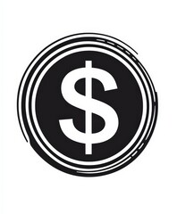 Obraz premium Black and White Dollar Sign in Circular Design for Finance Themes