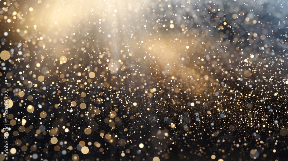 Poster Gold glitter texture background. Golden dust particles.